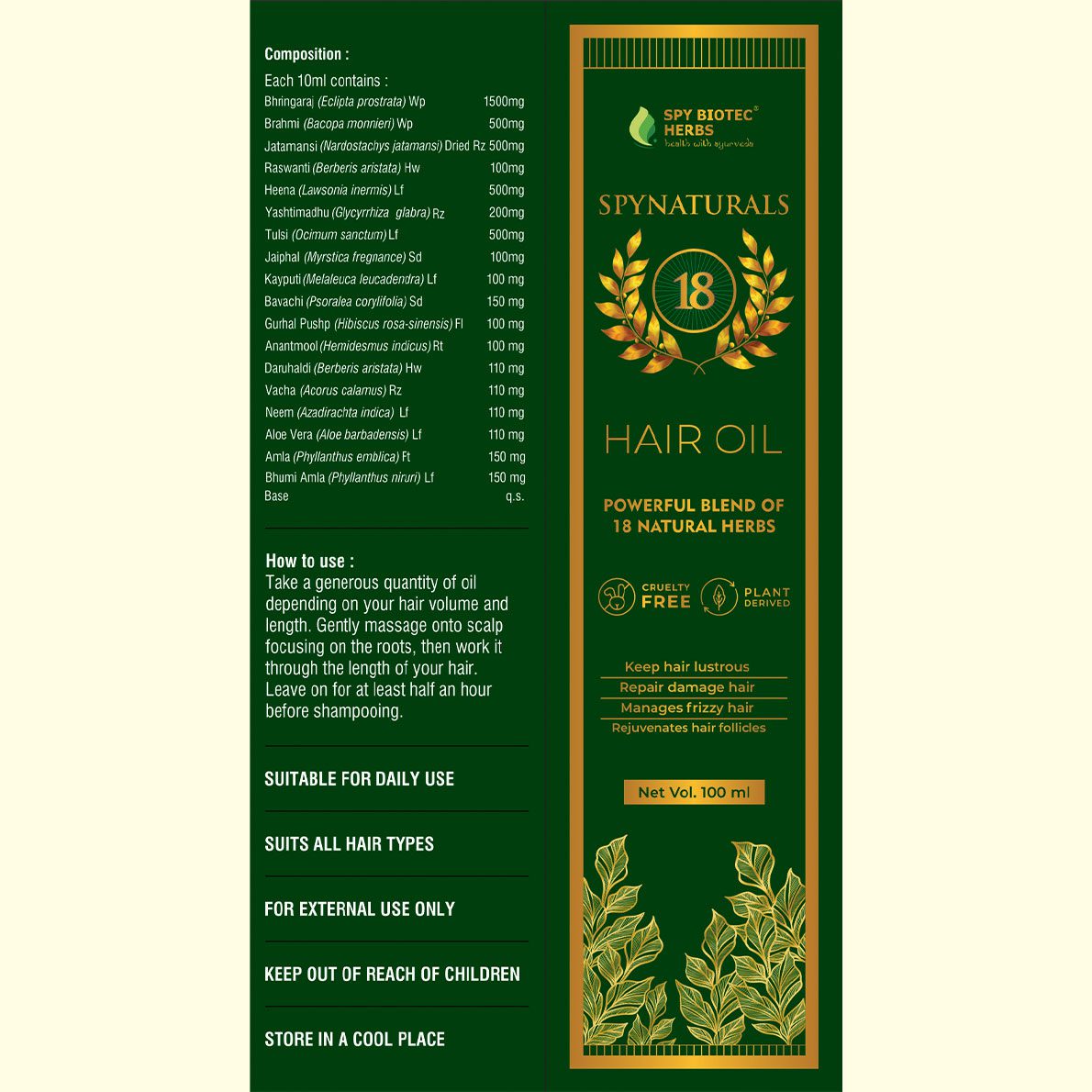 SpyNaturals-18-HAIR-OIL - Herbal Hair Oil