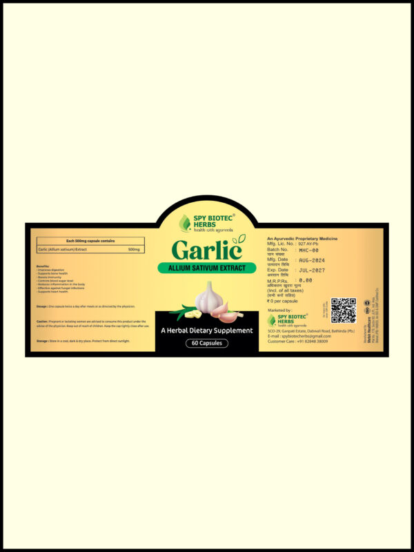 Garlic Capsules: Spy Biotec Herbs